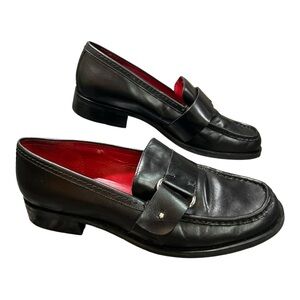 Franco Sarto Women’s Black Leather Upper Slip-On Loafers size 7.5